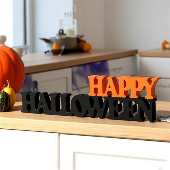 Halloween Table Decorations for Home Happy Halloween Sign Wooden Sign - Picture 7 of 7